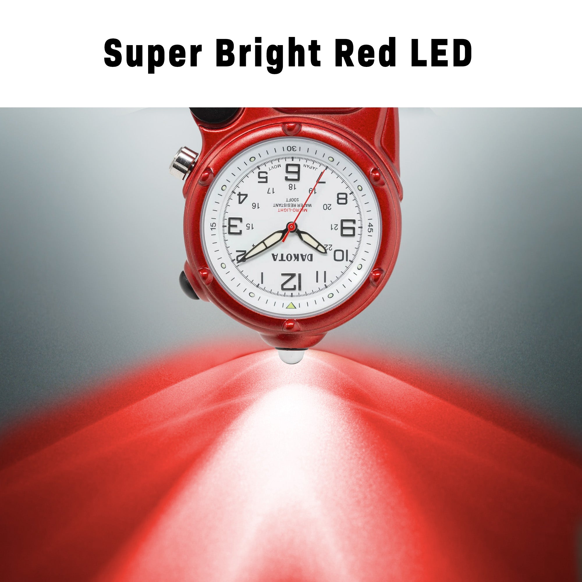 Miniclip Microlight - Red Case White Dial