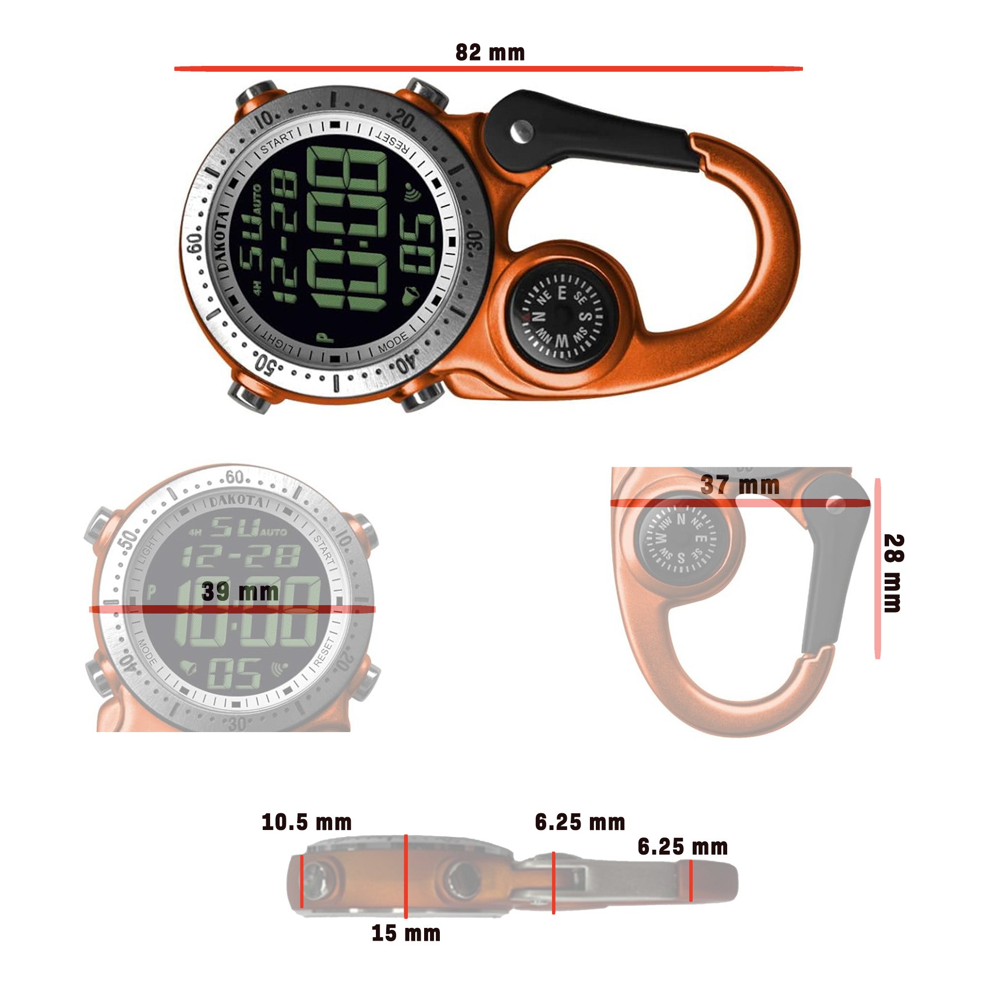 Digiclip - Orange Case Reverse LCD