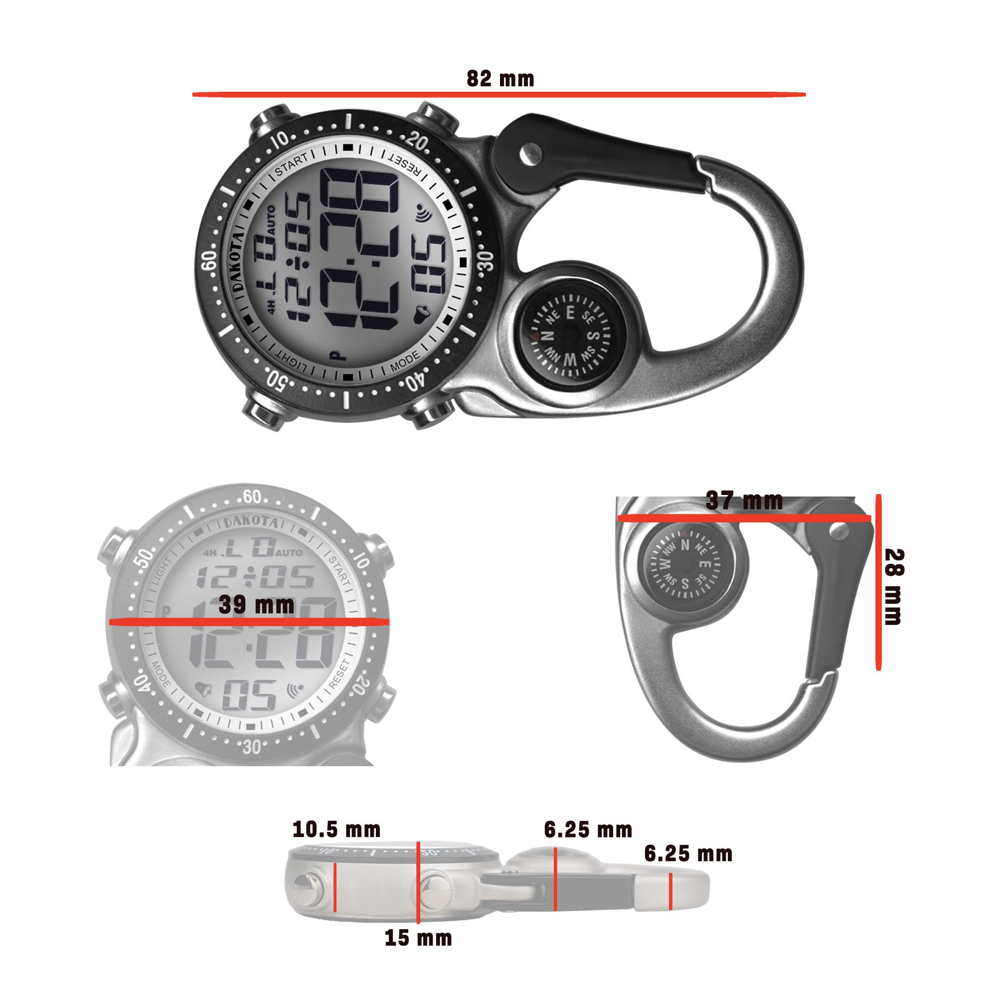 Digiclip - Silver Case Black Bezel LCD