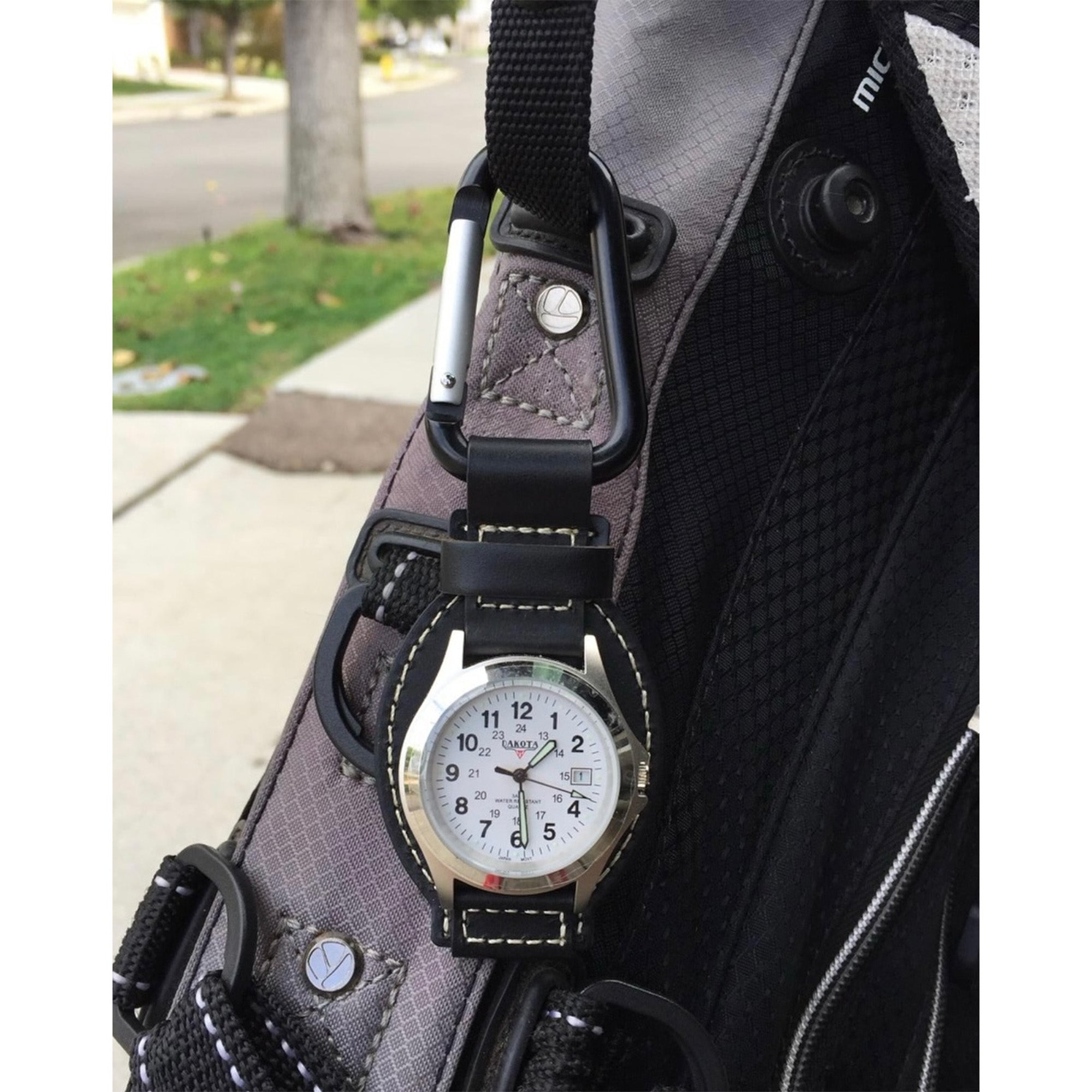 Leather Clip - Silver Case White Dial Black Holder