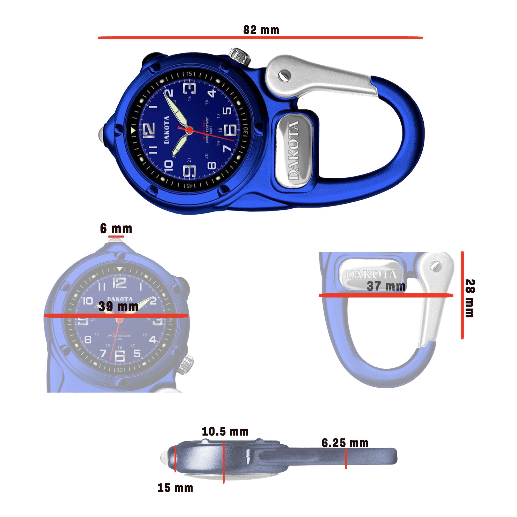 Miniclip Microlight - Blue Case with Blue Dial