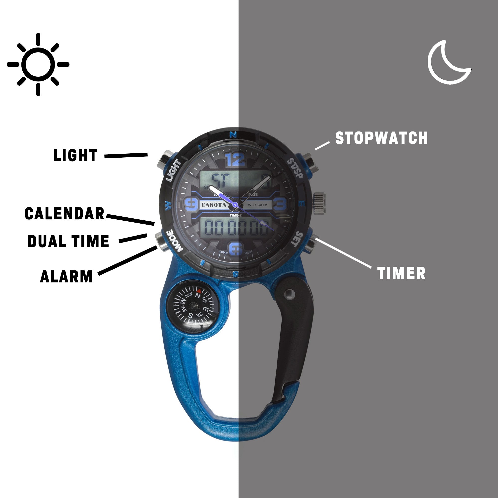 Analog Digital Miniclip - Blue Case with Black/Blue Dial and Normal LCD