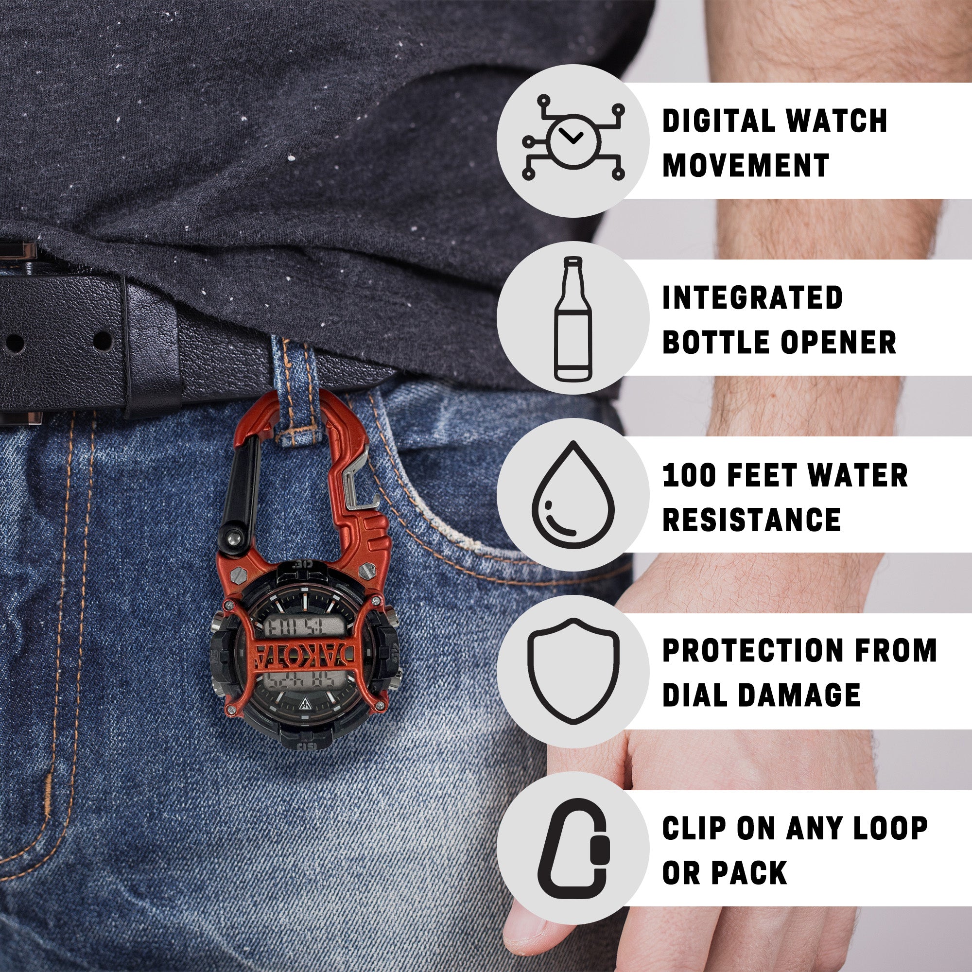 Digital Cage Clip Bottle Opener / Orange Case - Black Accents