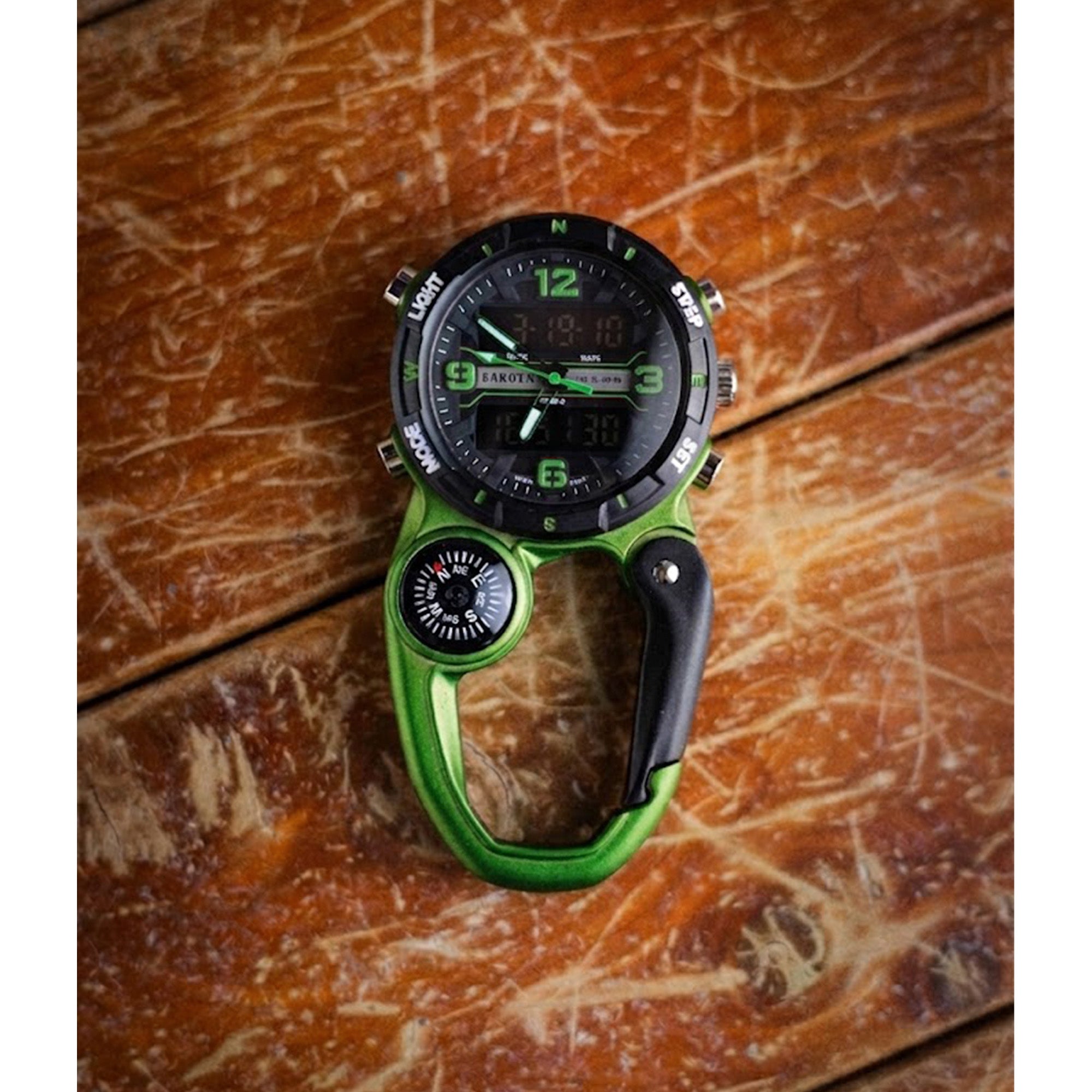 Analog Digital Miniclip - Green Case with Black/Green Dial and Reverse LCD