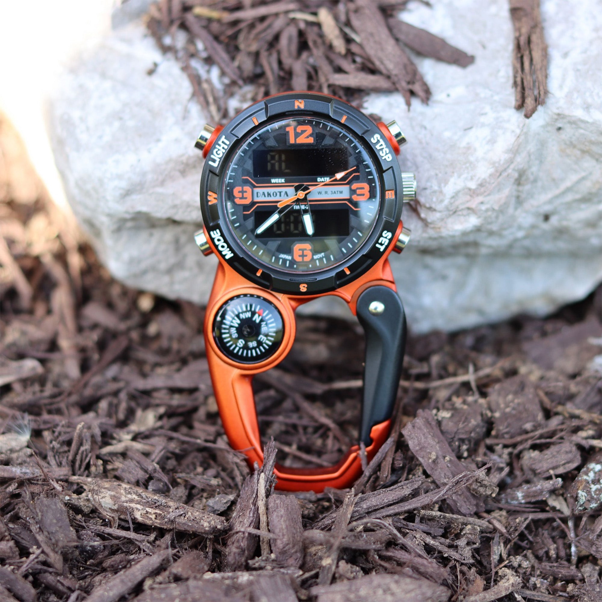 Analog Digital Miniclip - Orange Case with Black/Orange Dial and Reverse LCD