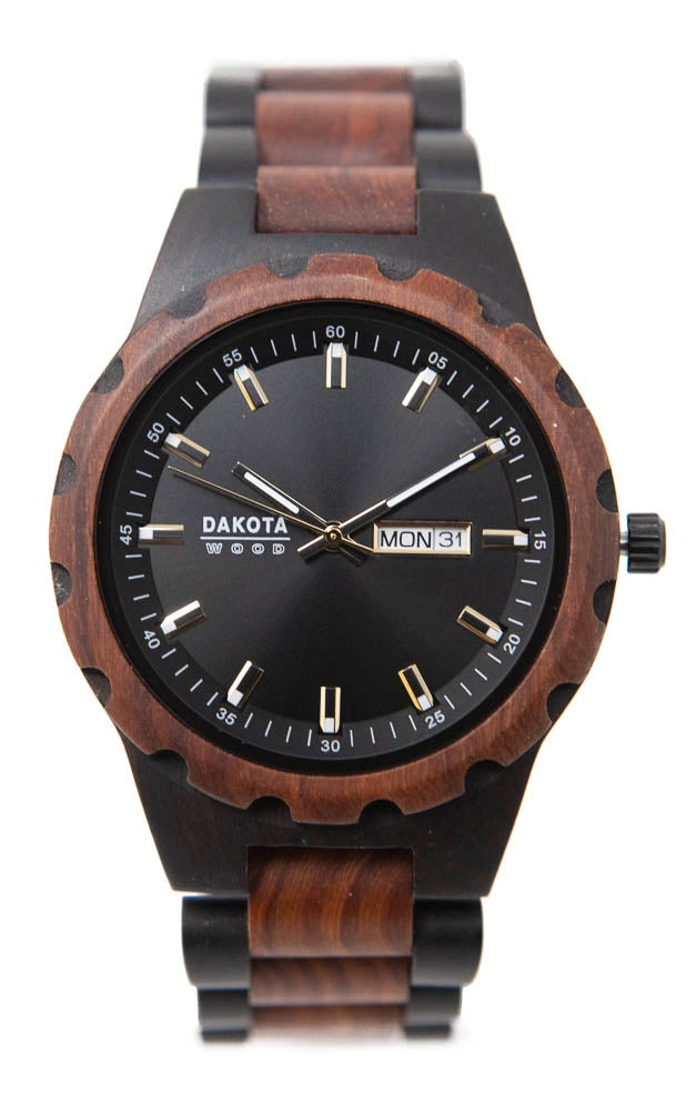 Day/Date Wood - Ebonywood/Red Sandalwood Case/Band Black Dial