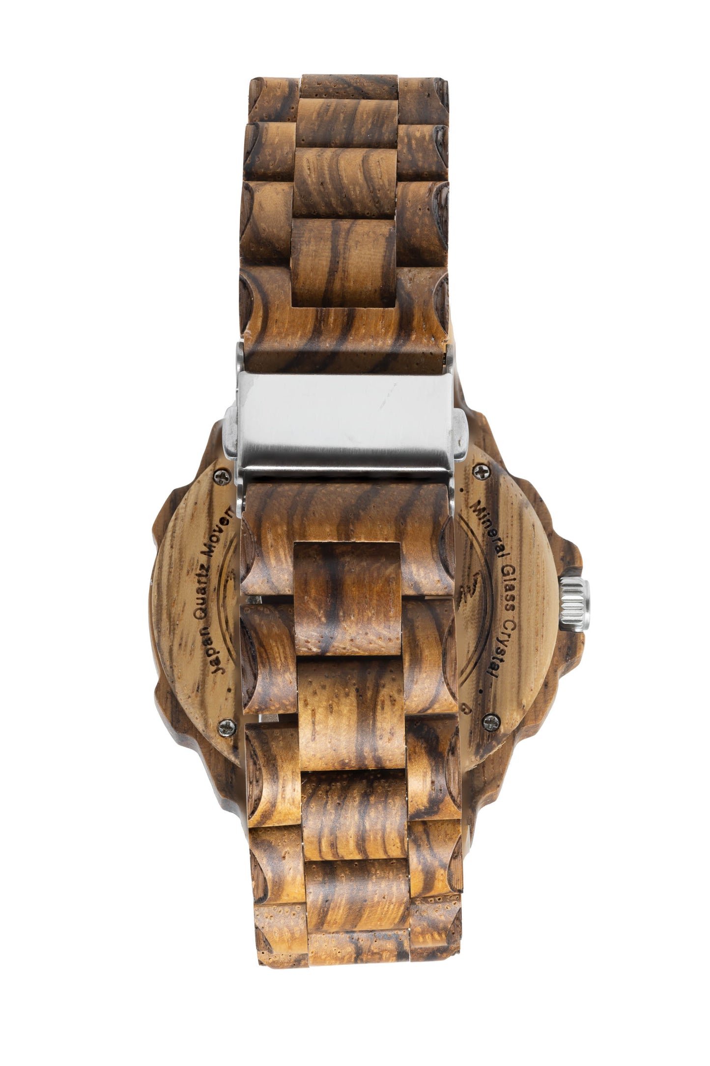 Wood Spider - Zebrawood Case and Band. Black Sunray Dial