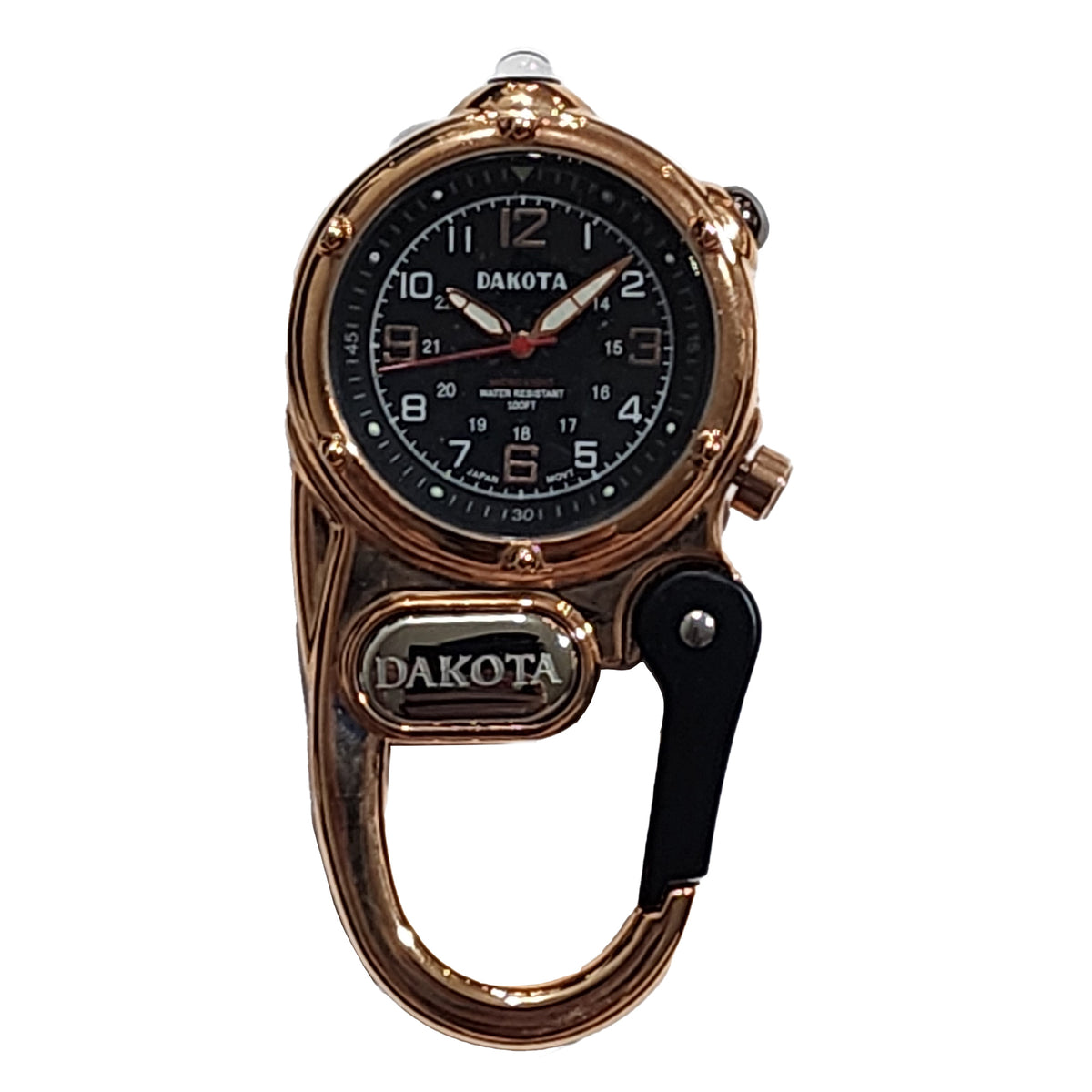 Miniclip Microlight - Shiny Rose Gold Case Black Dial