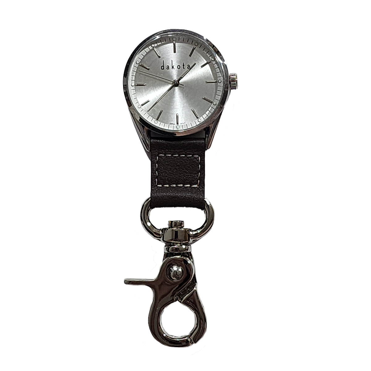 Dress Clip - Silver with Brown Leather