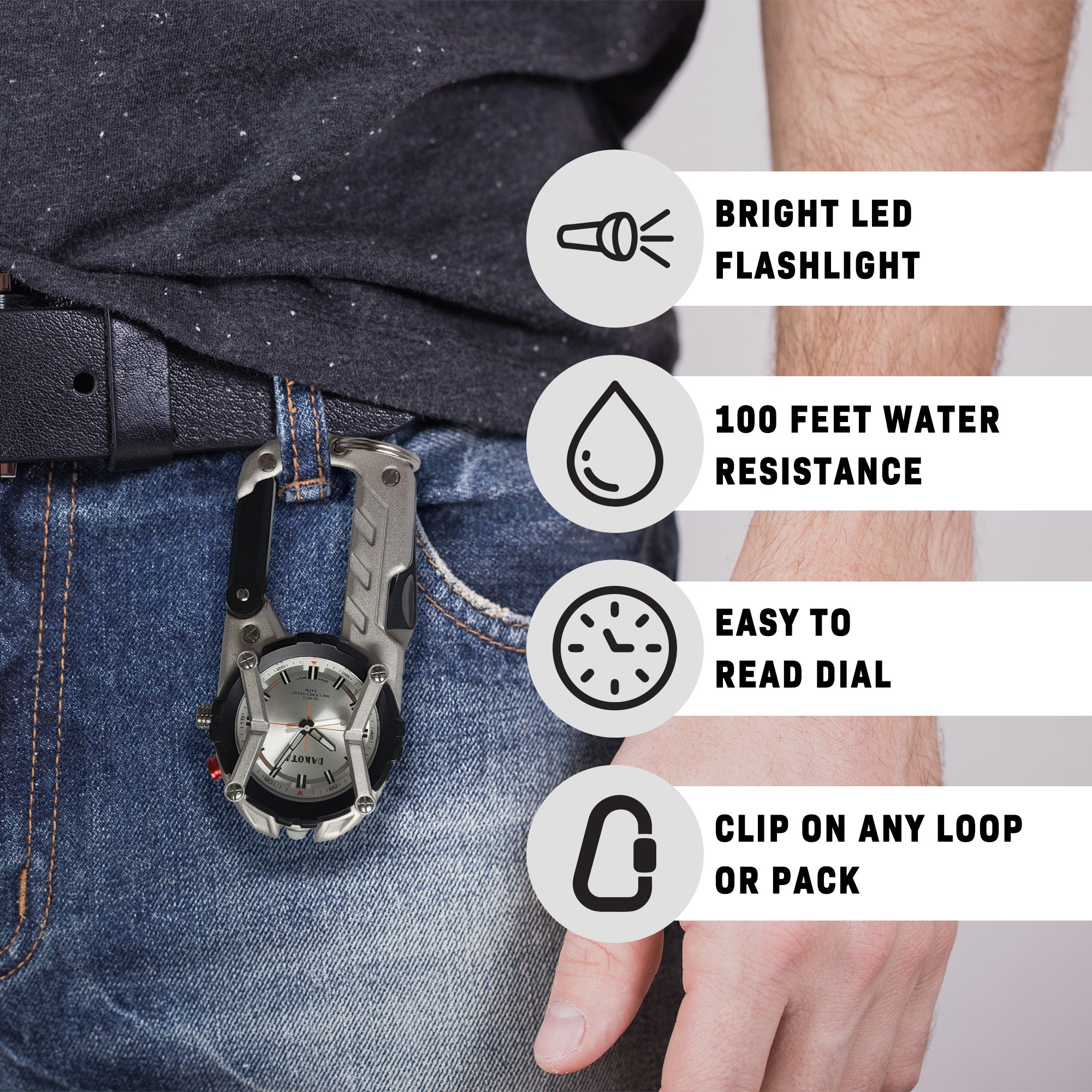 Multitool Clip - Silver with Black Accents