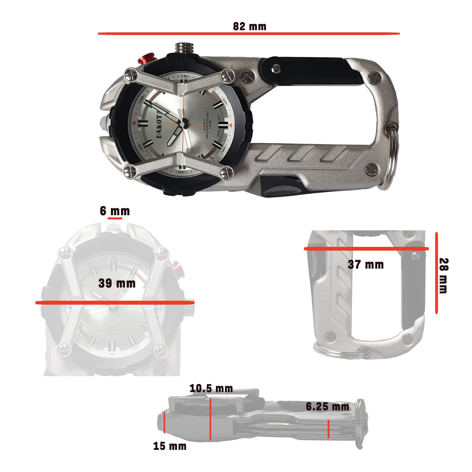 Multitool Clip - Silver with Black Accents