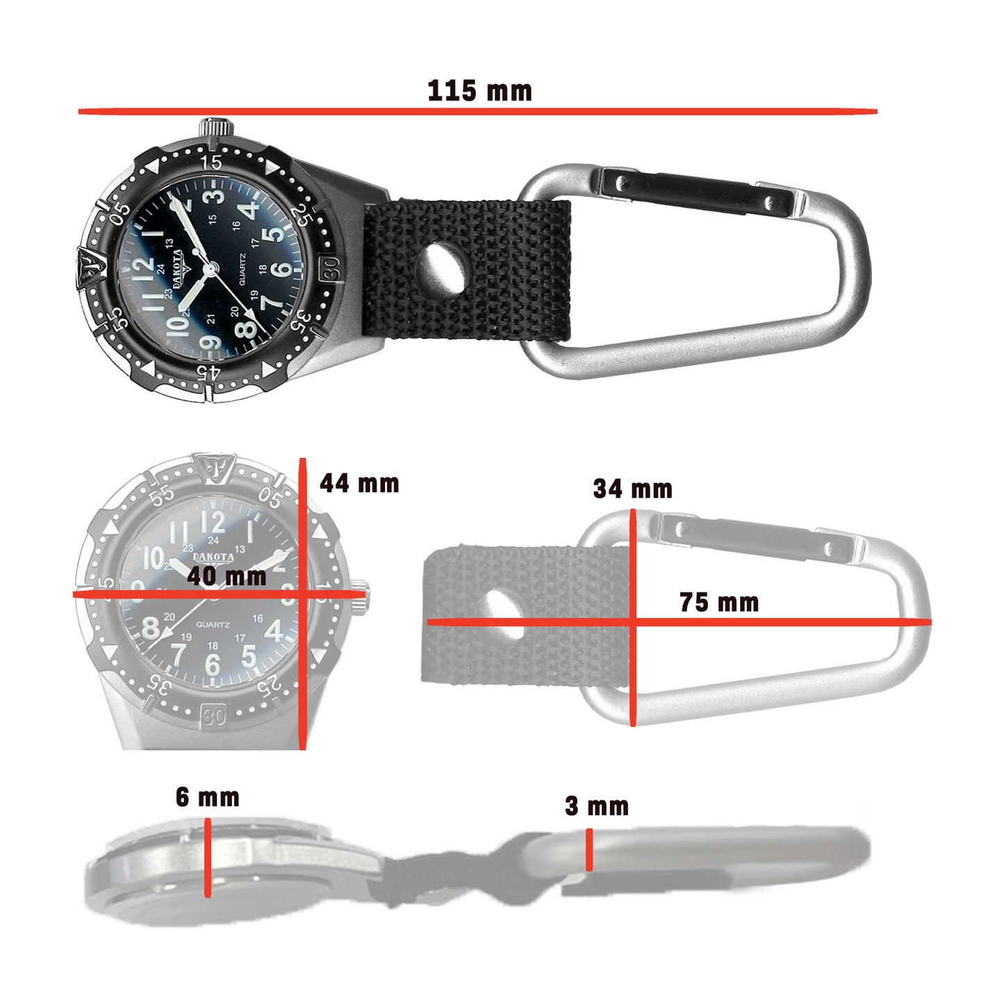 Aluminum Backpacker - Silver Case Black Dial