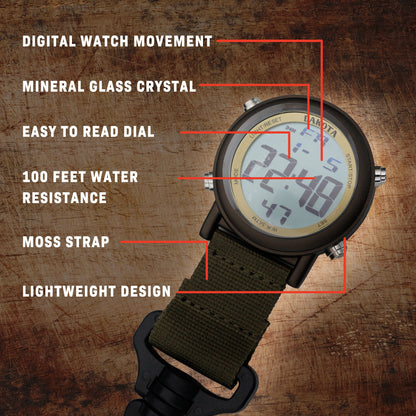 Digital Backpacker - Black Case with Moss Nylon Strap