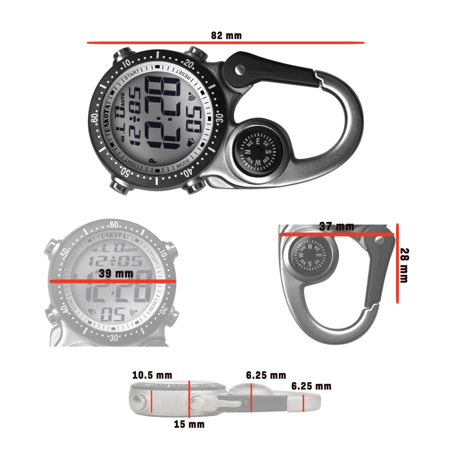Digiclip - Silver Case Black Bezel LCD