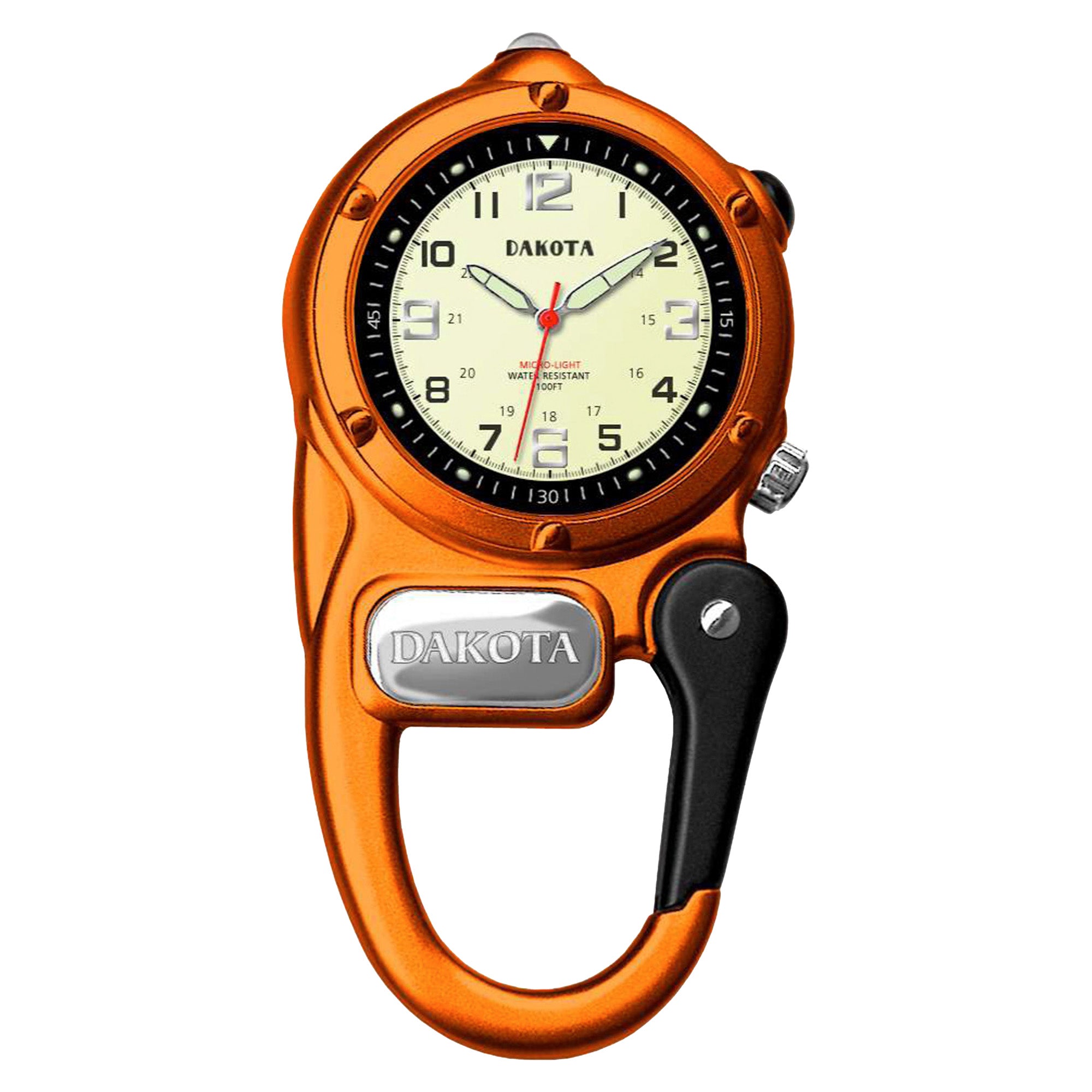 Miniclip Microlight - Orange Case with Cream Dial