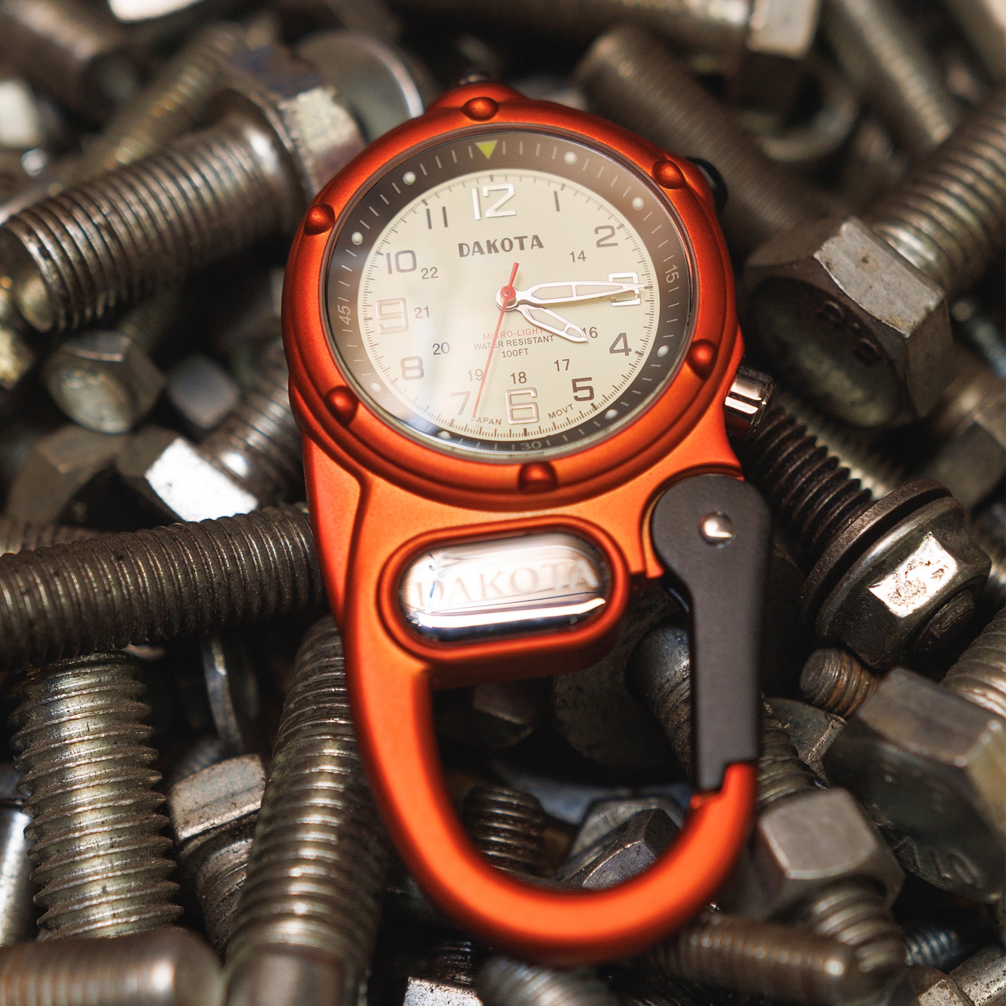 Miniclip Microlight - Orange Case with Cream Dial