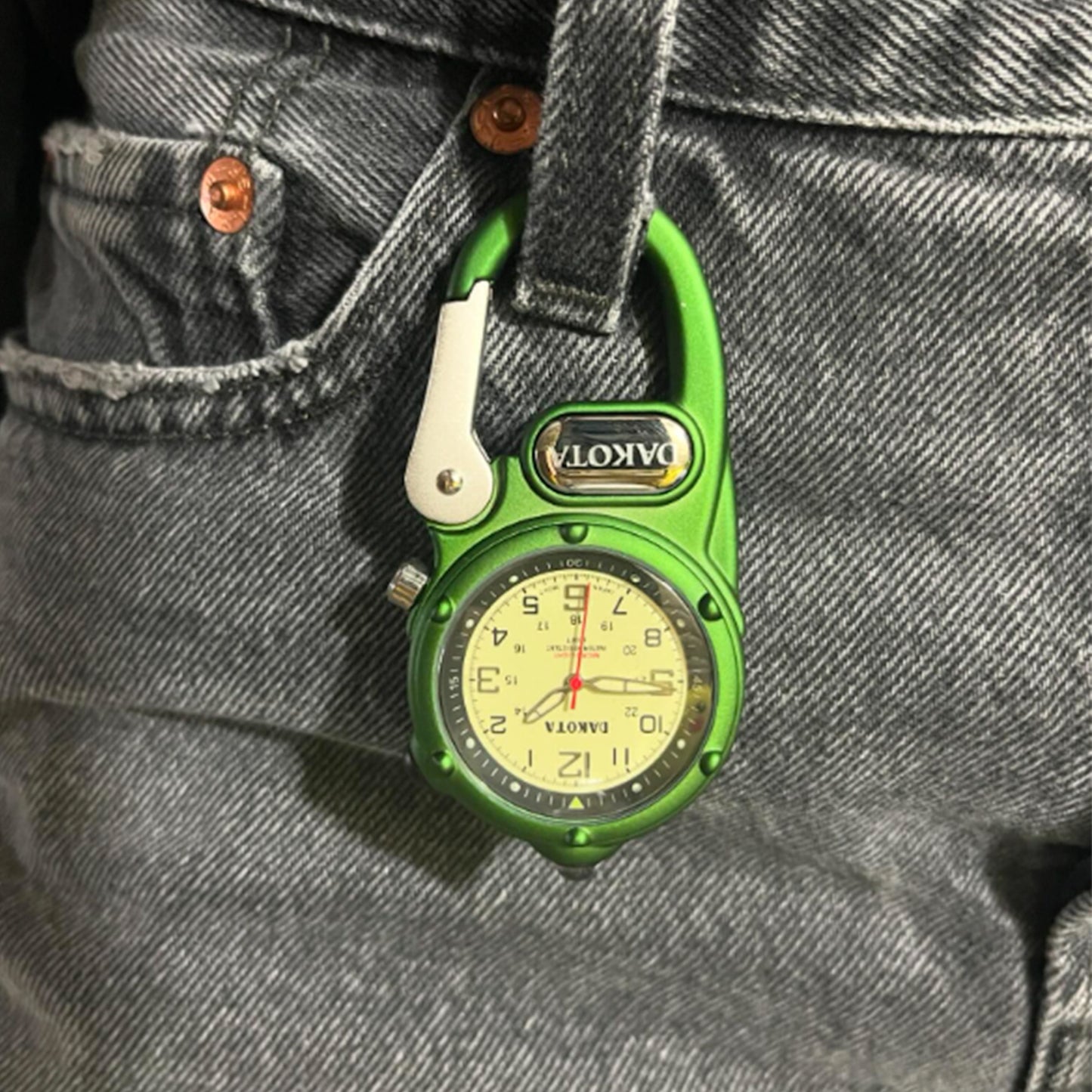 Miniclip Microlight - Green with Cream Dial