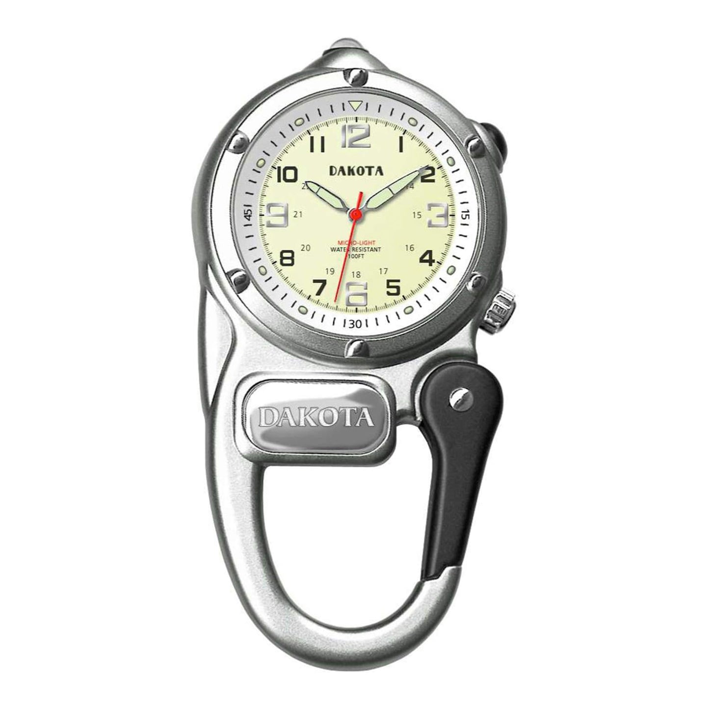 Miniclip Microlight - Silver Case with Cream Dial