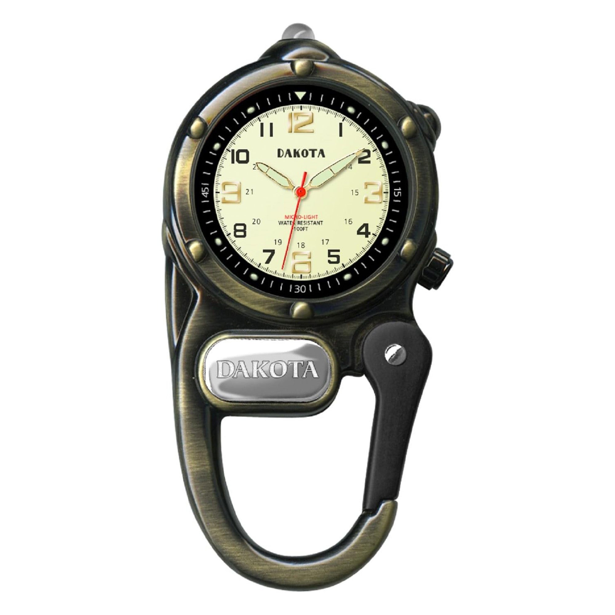 Miniclip Microlight - Antique Brass Case with Cream Dial