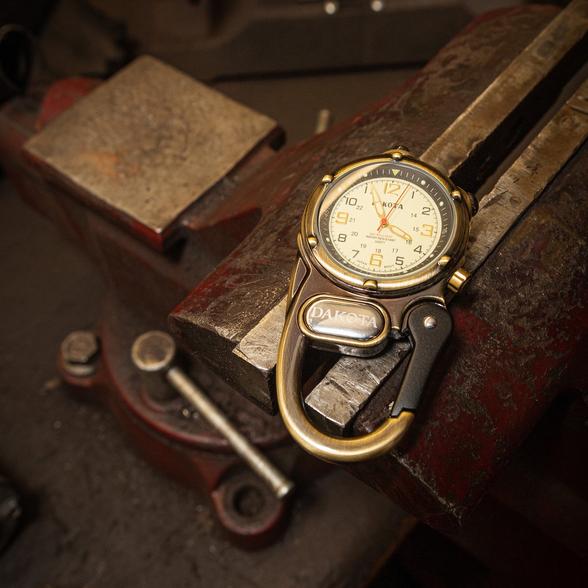 Miniclip Microlight - Antique Brass Case with Cream Dial