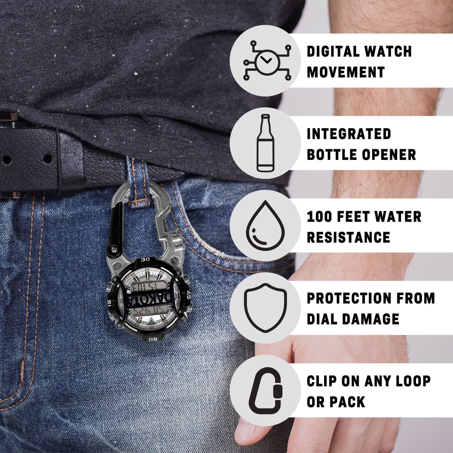 Digital Cage Clip Bottle Opener / Silver Case - Black Accents