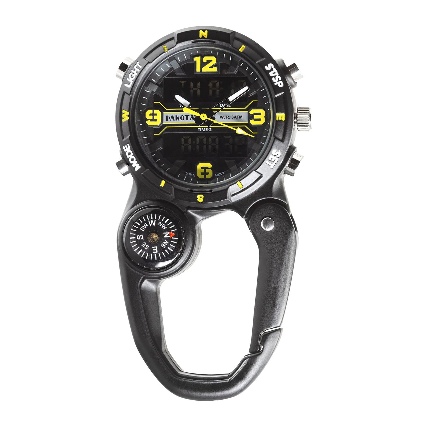 Analog Digital Miniclip  - Black Case with Black/Yellow Dial and Reverse LCD