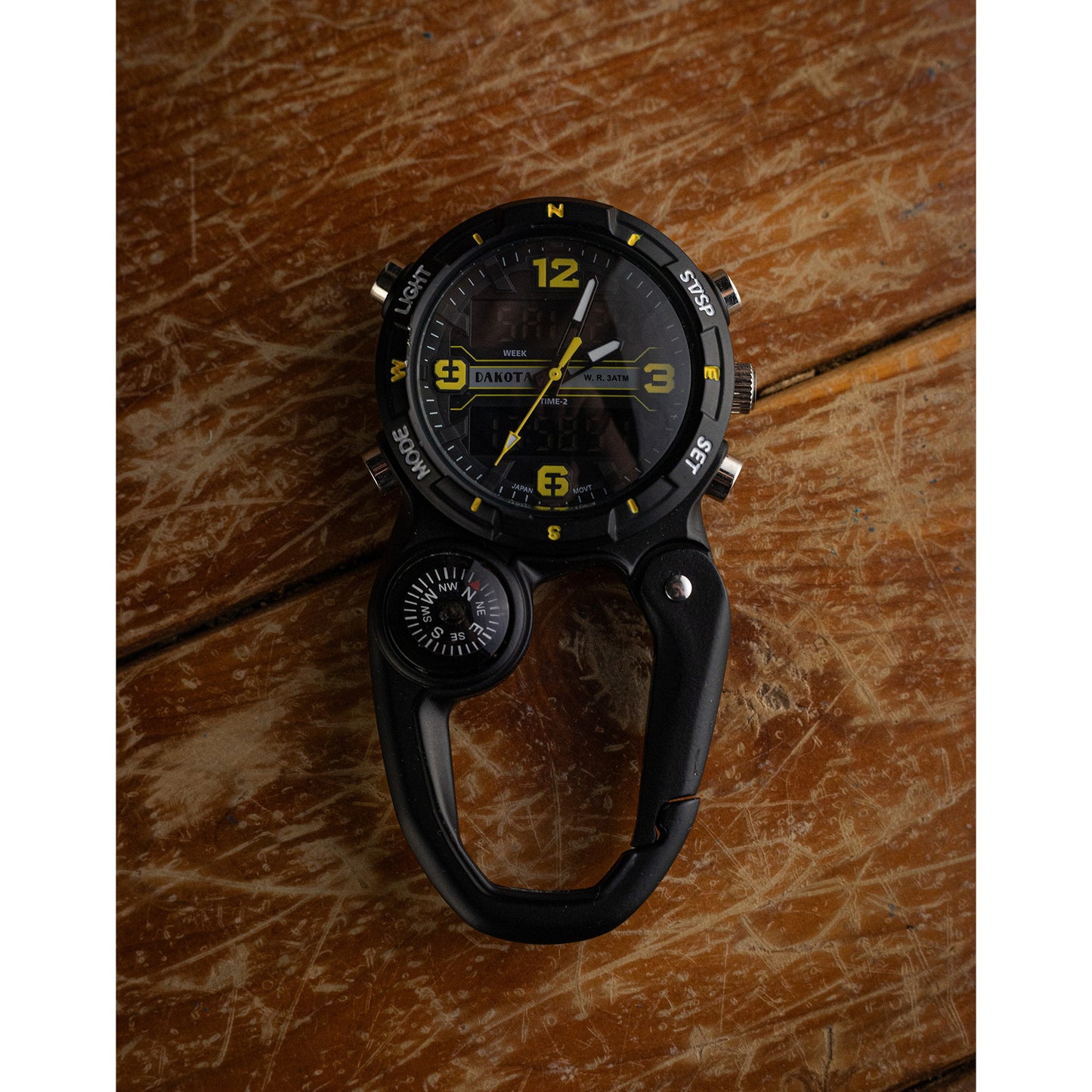 Analog Digital Miniclip  - Black Case with Black/Yellow Dial and Reverse LCD