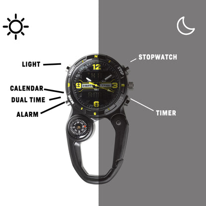 Analog Digital Miniclip  - Black Case with Black/Yellow Dial and Reverse LCD