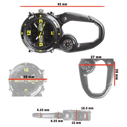 Analog Digital Miniclip  - Black Case with Black/Yellow Dial and Reverse LCD
