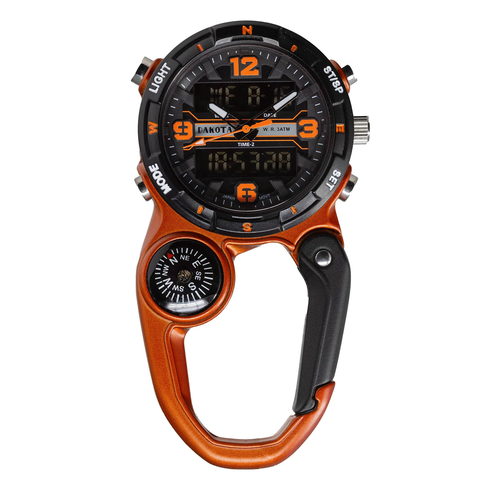 Analog Digital Miniclip - Orange Case with Black/Orange Dial and Reverse LCD