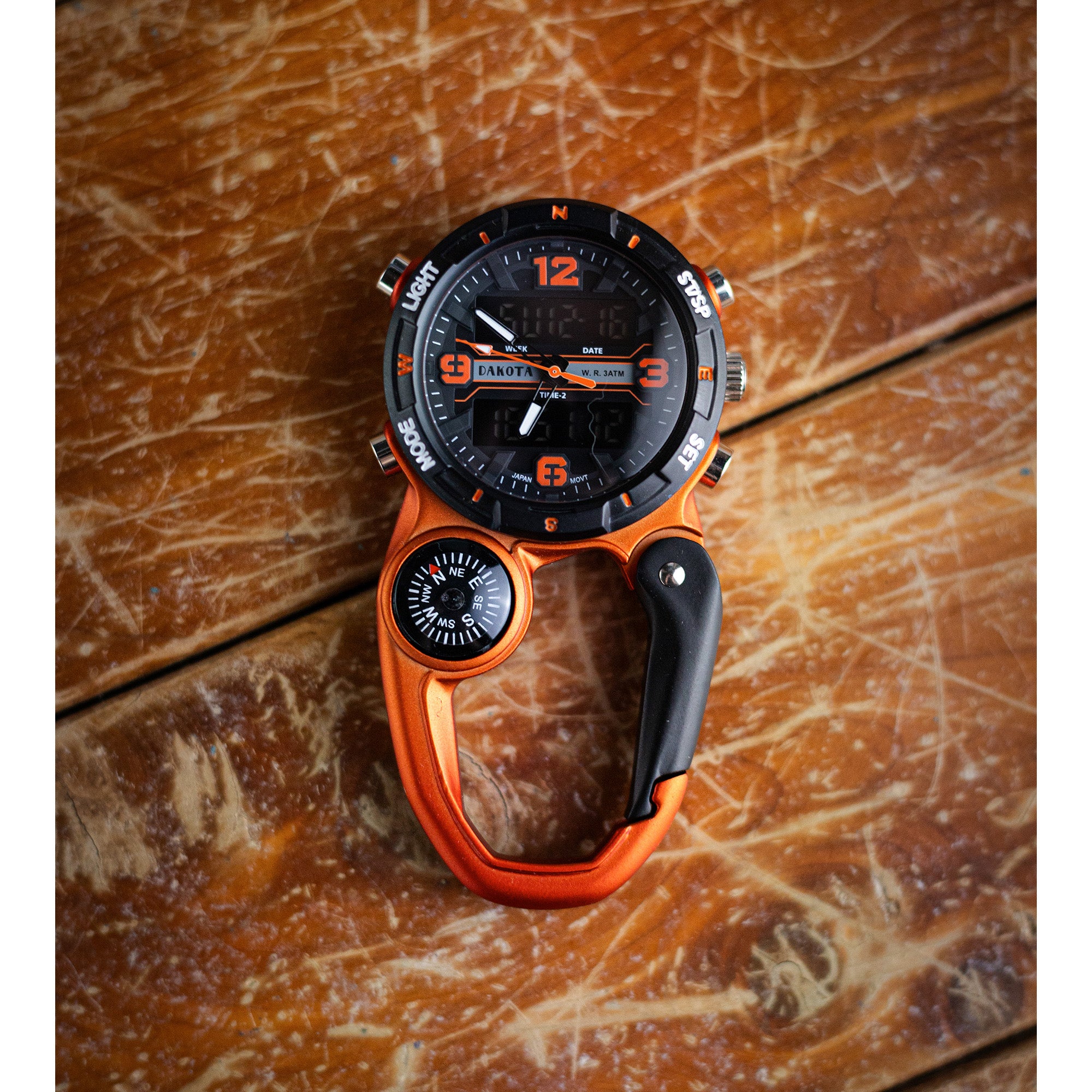 Analog Digital Miniclip - Orange Case with Black/Orange Dial and Reverse LCD