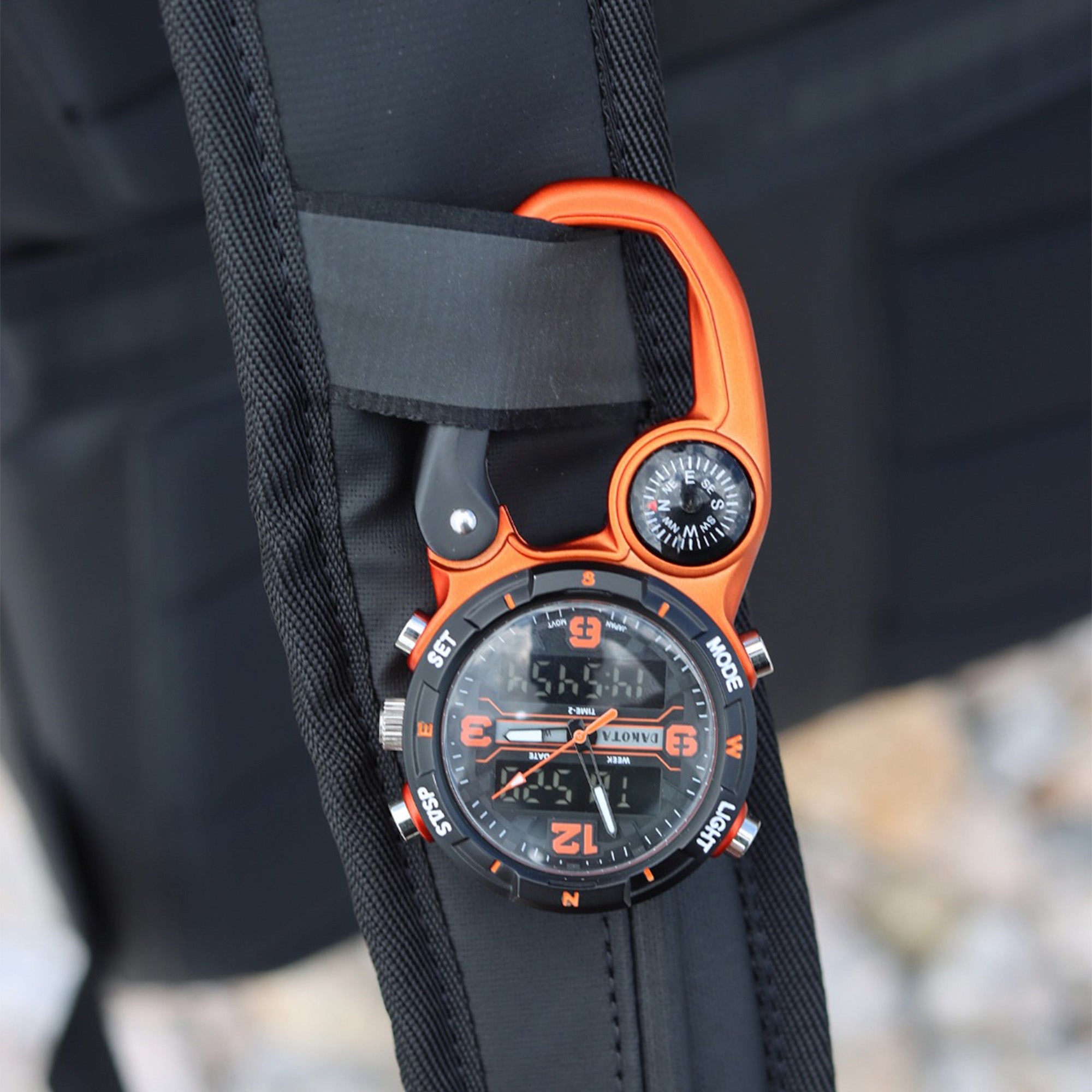 Analog Digital Miniclip - Orange Case with Black/Orange Dial and Reverse LCD