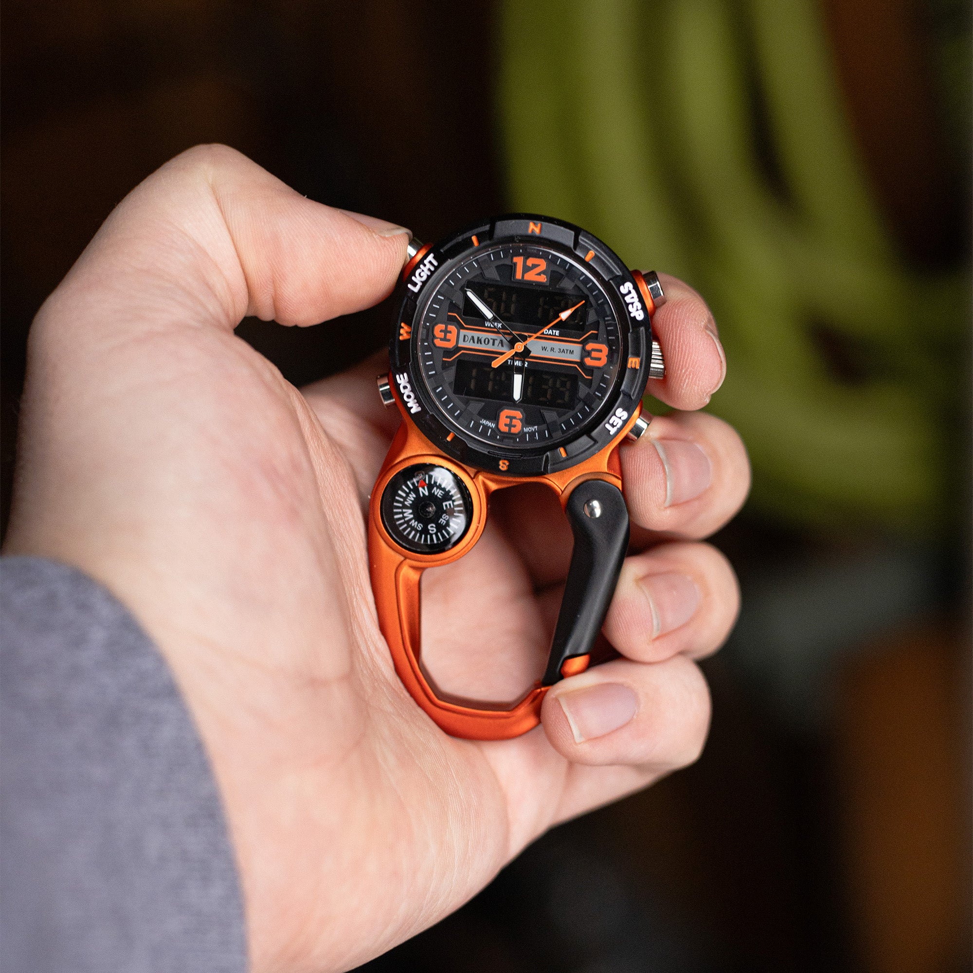 Analog Digital Miniclip - Orange Case with Black/Orange Dial and Reverse LCD