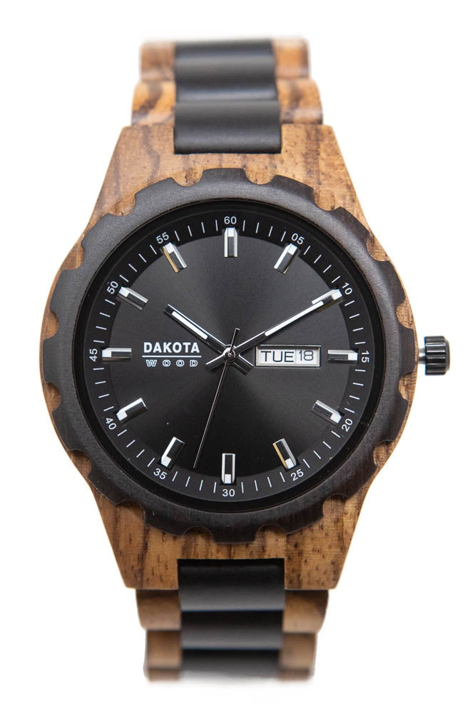 Day/Date Wood - Zebrawood/Ebonywood Case/Band Black Dial