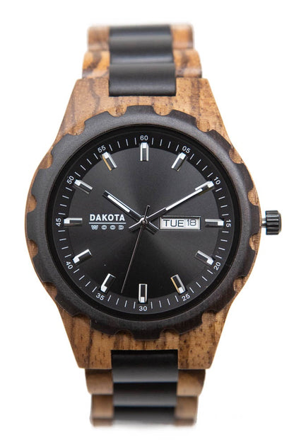 Day/Date Wood - Zebrawood/Ebonywood Case/Band Black Dial