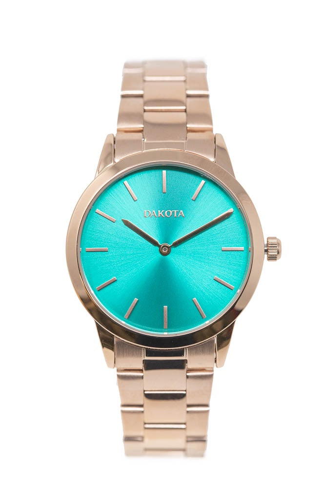 Midsize Sunray - Rose Gold Case/Band Teal Dial
